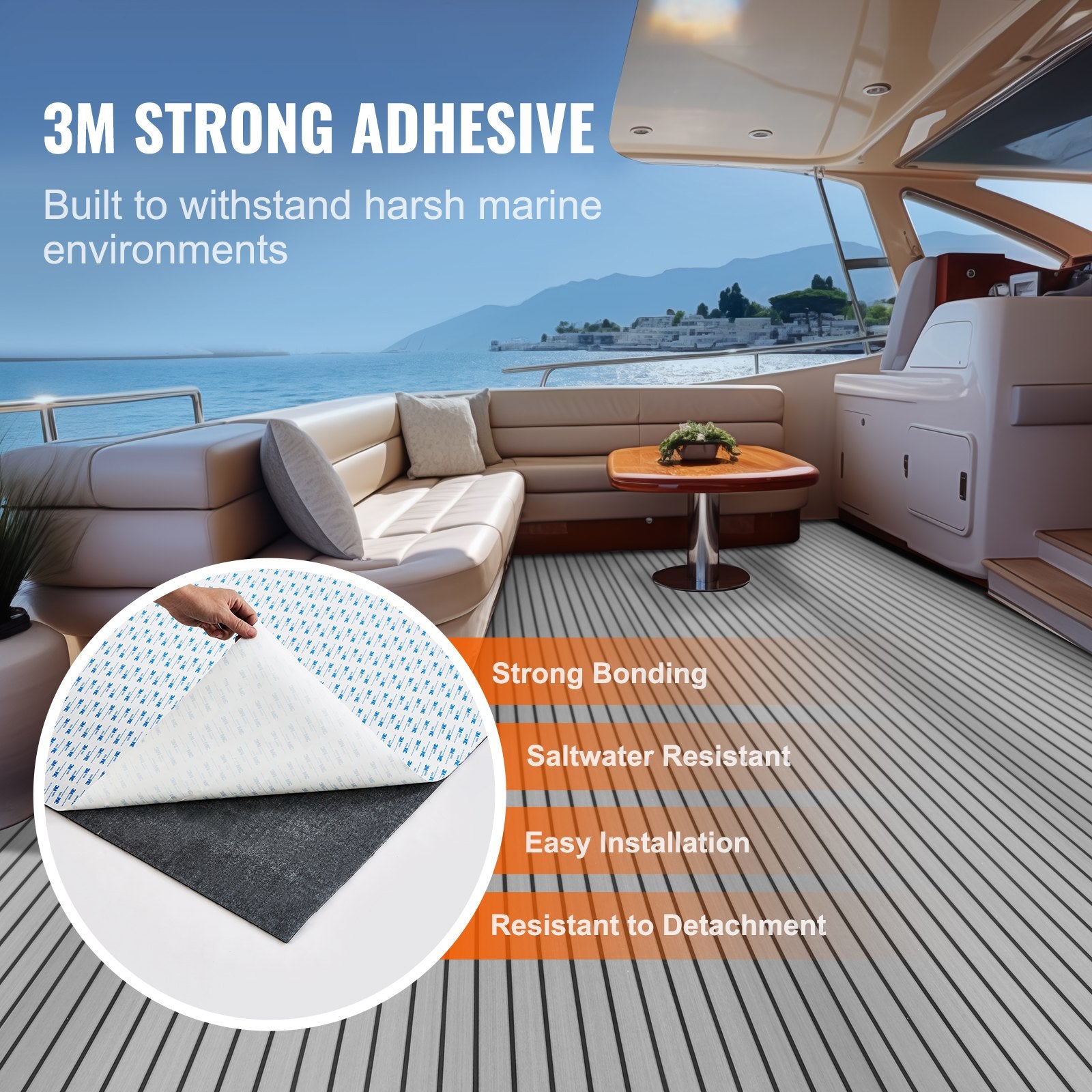 Boating Accessories: VEVOR Boat Flooring, EVA Foam Boat Decking 94.5" x 35.4", Non-Slip Self-Adhesive Flooring, 23.2 sq.ft Marine Carpet for Boats, Yacht, Pontoon, Kayak Decking