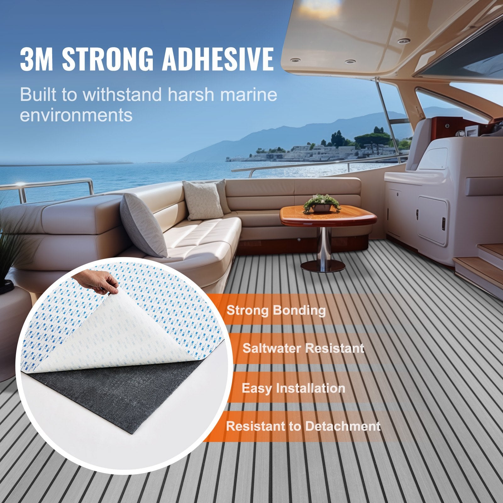 Boating Accessories: VEVOR Boat Flooring, EVA Foam Boat Decking 94.5" x 45.7", Non-Slip Self-Adhesive Flooring, 29.9 sq.ft Marine Carpet for Boats, Yacht, Pontoon, Kayak Decking