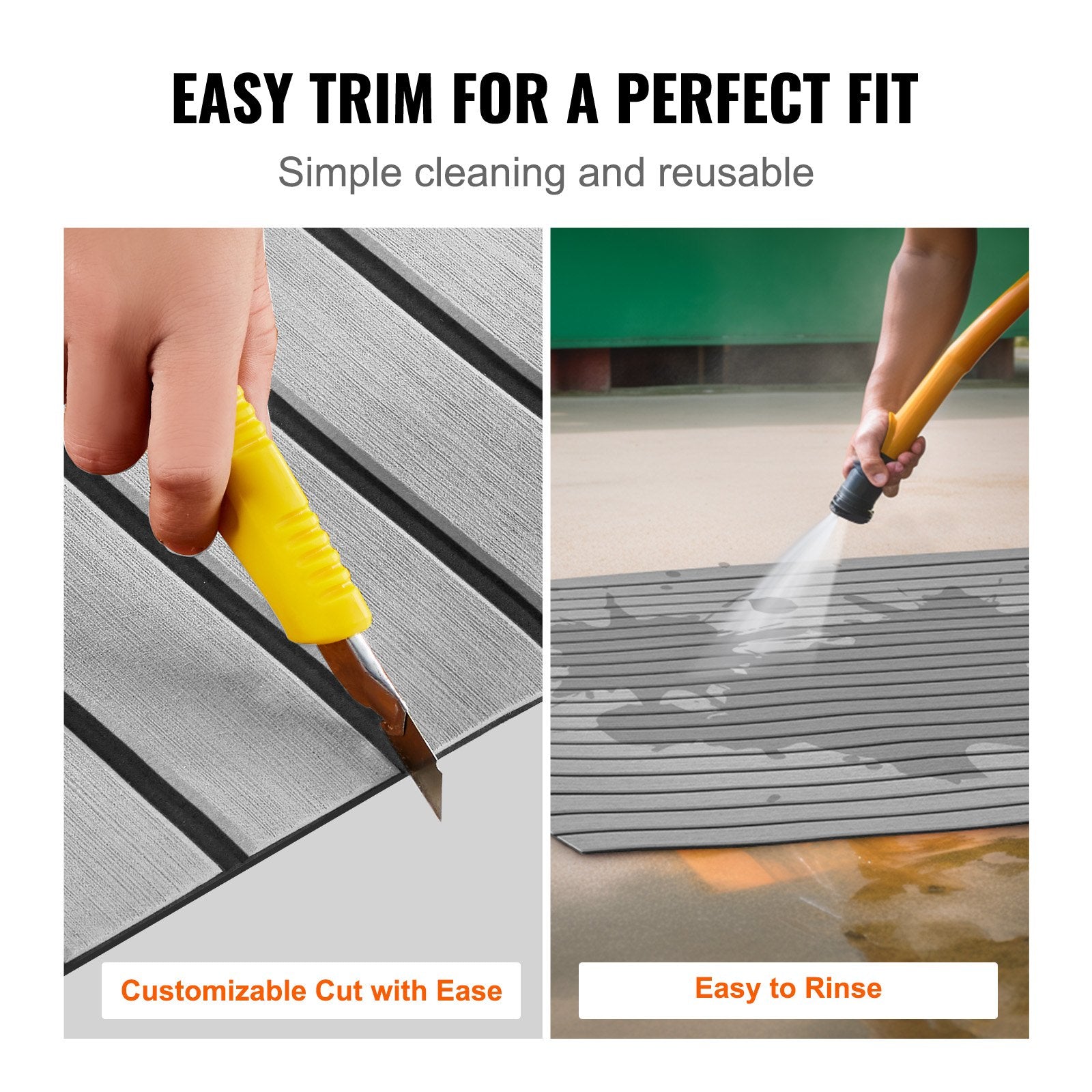 Boating Accessories: VEVOR Boat Flooring, EVA Foam Boat Decking 94.5" x 45.7", Non-Slip Self-Adhesive Flooring, 29.9 sq.ft Marine Carpet for Boats, Yacht, Pontoon, Kayak Decking