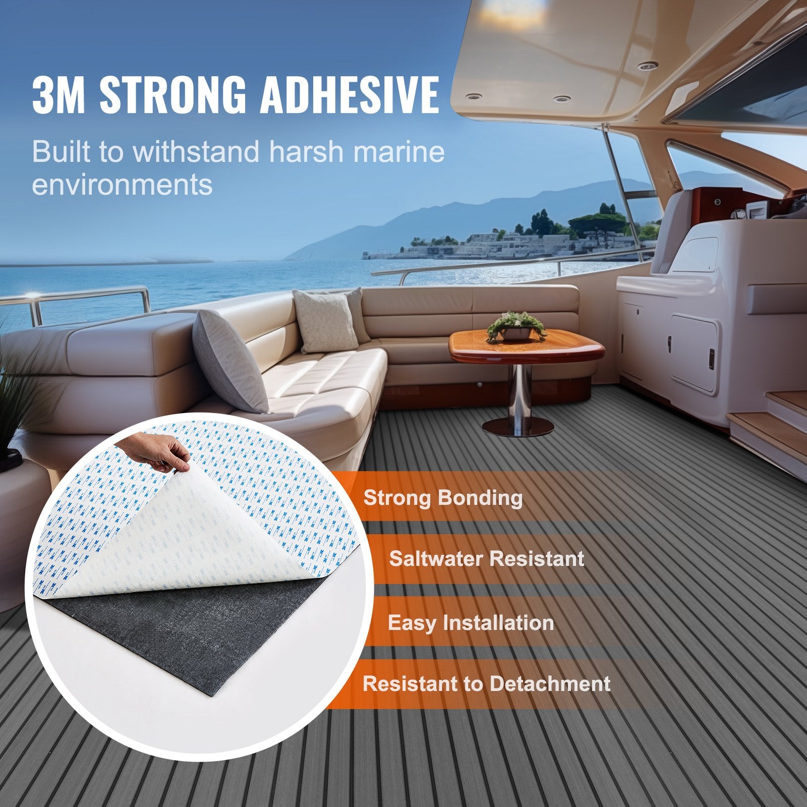 Boating Accessories: VEVOR Boat Flooring, EVA Foam Boat Decking 94.5" x 17.7", Non-Slip Self-Adhesive Flooring, 11.6 sq.ft Marine Carpet for Boats, Yacht, Pontoon, Kayak Decking