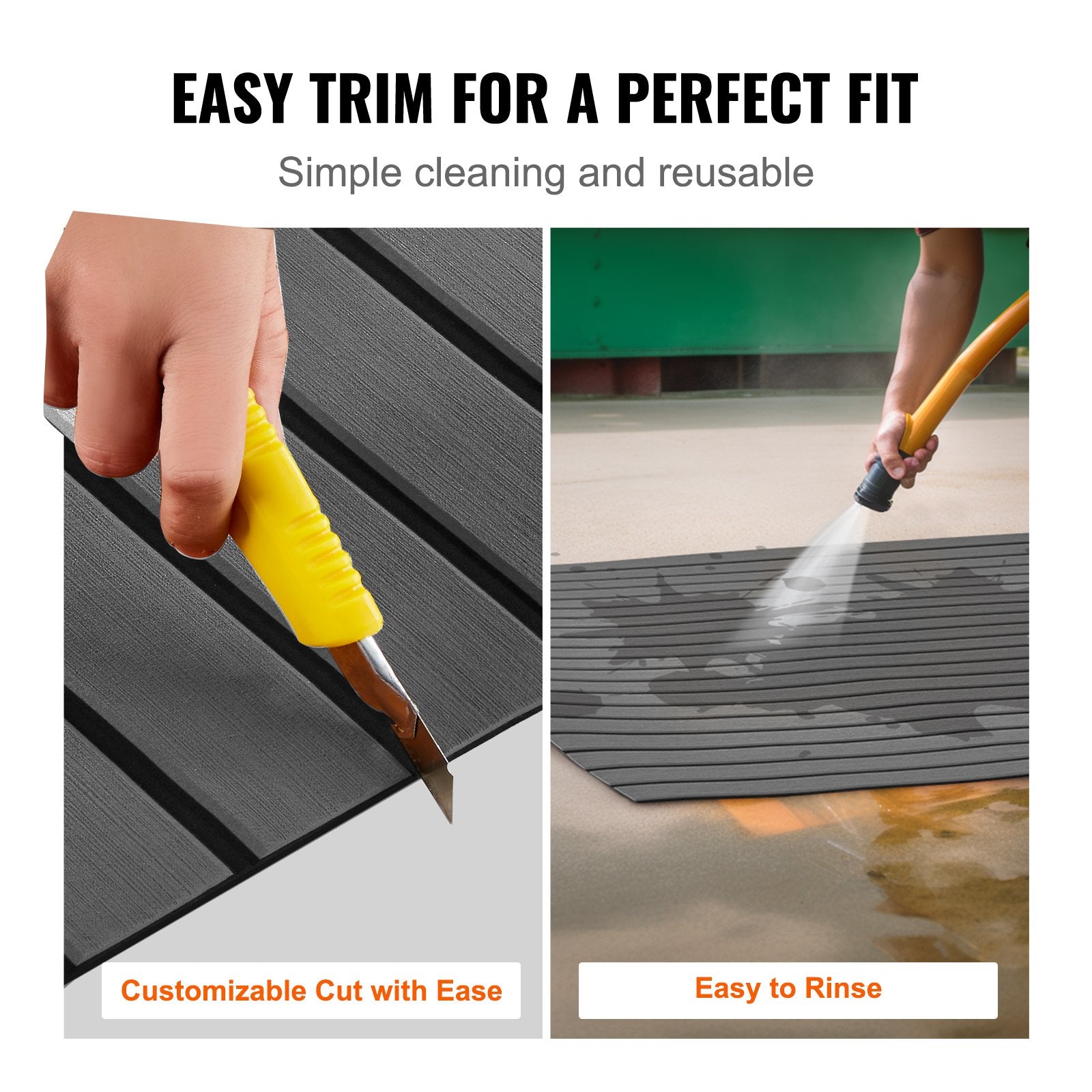 Boating Accessories: VEVOR Boat Flooring, EVA Foam Boat Decking 94.5" x 17.7", Non-Slip Self-Adhesive Flooring, 11.6 sq.ft Marine Carpet for Boats, Yacht, Pontoon, Kayak Decking