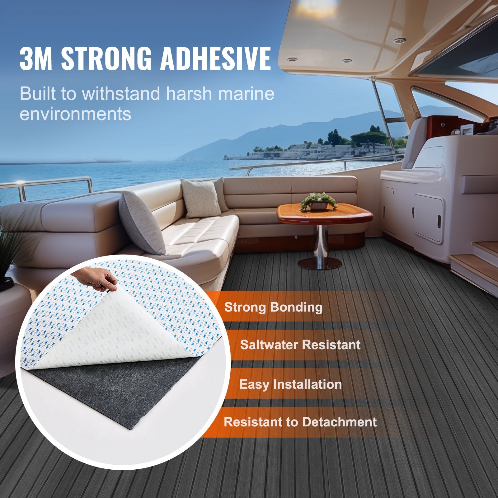 Boating Accessories: VEVOR Boat Flooring, EVA Foam Boat Decking 94.5" x 23.6", Non-Slip Self-Adhesive Flooring, 15.5 sq.ft Marine Carpet for Boats, Yacht, Pontoon, Kayak Decking