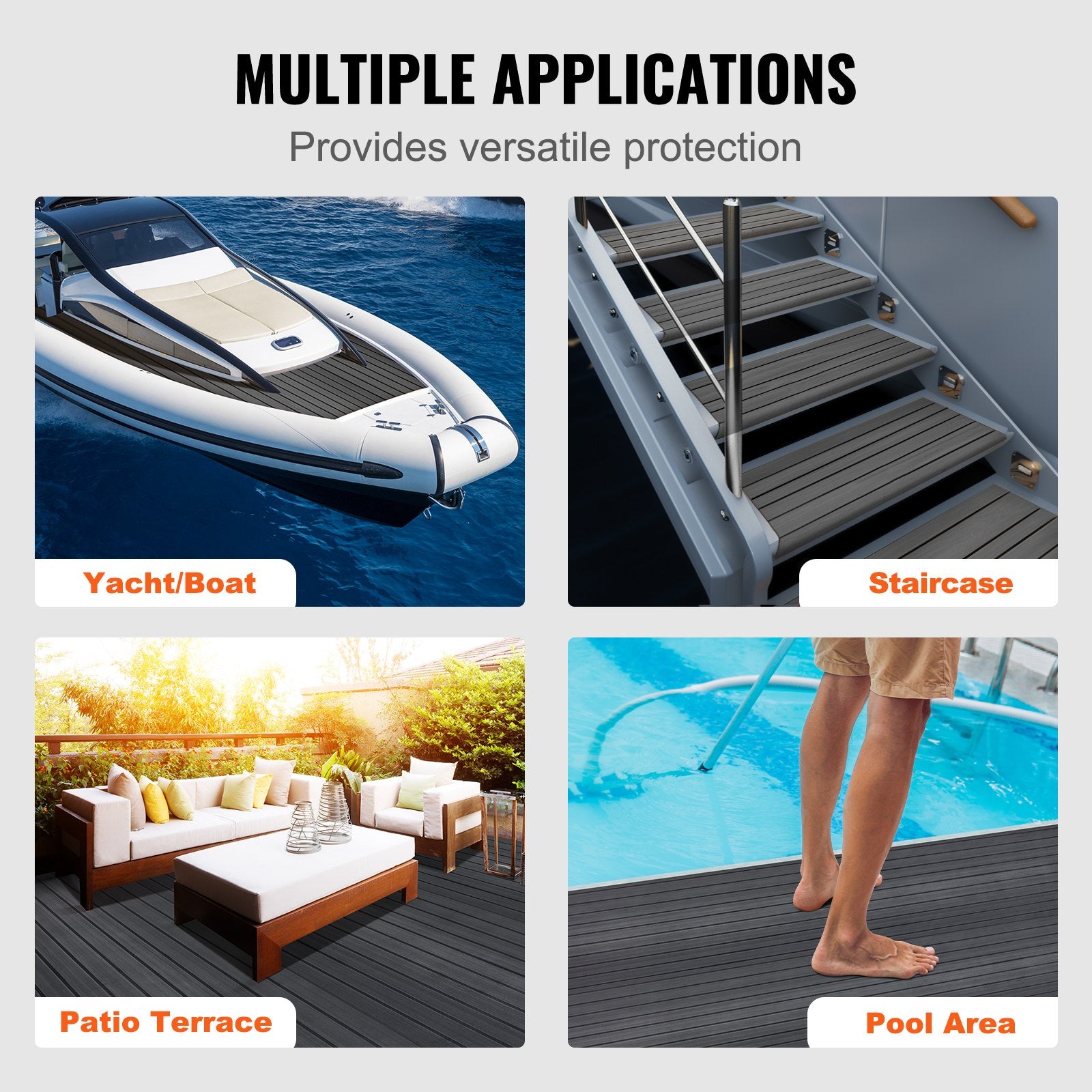 Boating Accessories: VEVOR Boat Flooring, EVA Foam Boat Decking 94.5" x 23.6", Non-Slip Self-Adhesive Flooring, 15.5 sq.ft Marine Carpet for Boats, Yacht, Pontoon, Kayak Decking