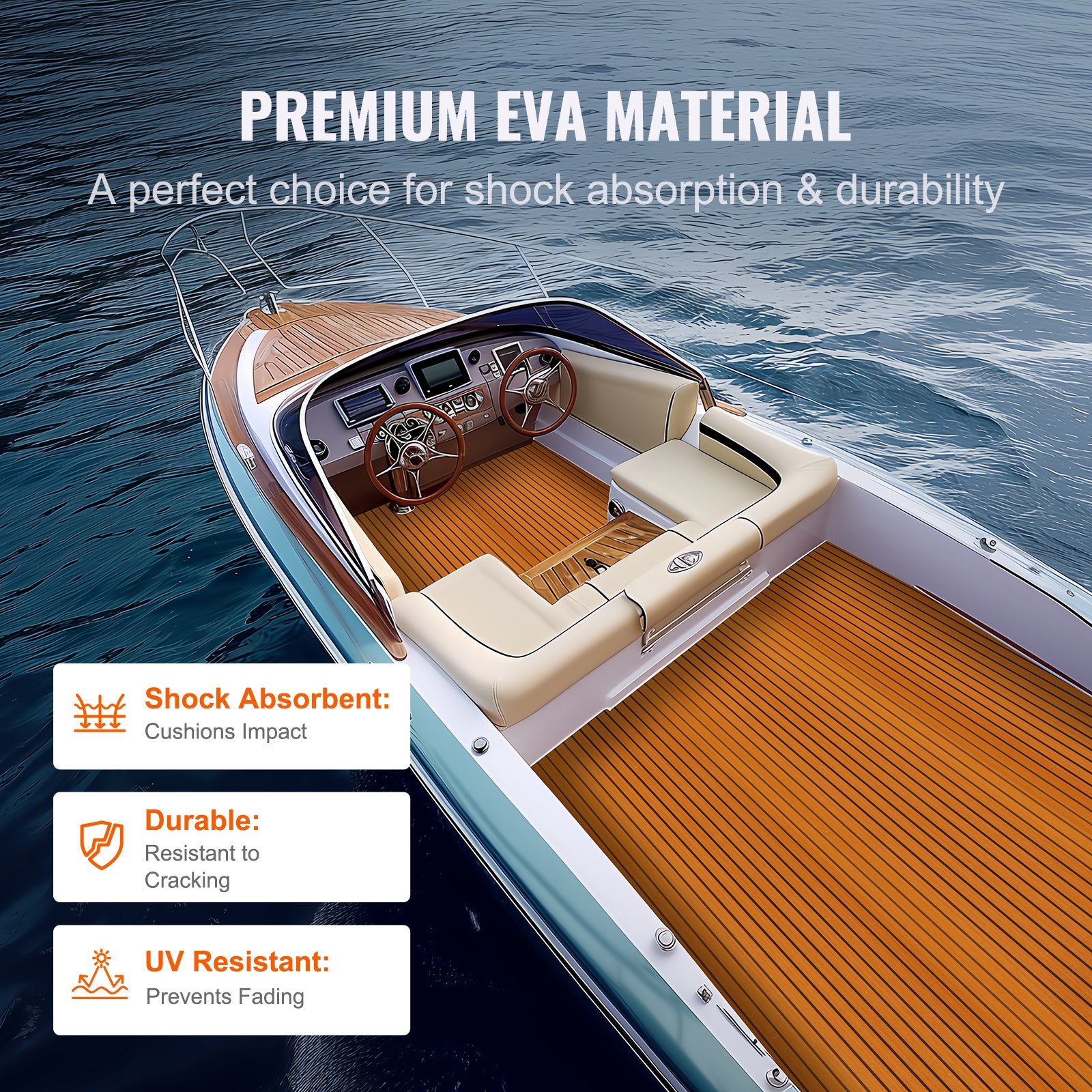 Boating Accessories: VEVOR Boat Flooring, EVA Foam Boat Decking 94.5" x 46", Non-Slip Self-Adhesive Flooring, 29.9 sq.ft Marine Carpet for Boats, Yacht, Pontoon, Kayak Decking