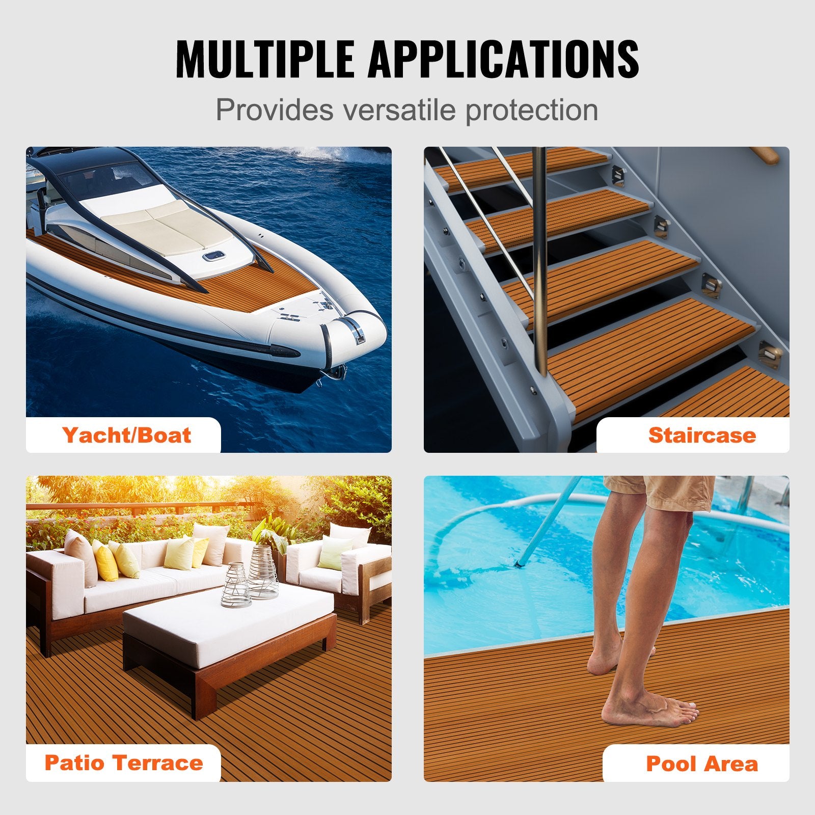 Boating Accessories: VEVOR Boat Flooring, EVA Foam Boat Decking 94.5" x 46", Non-Slip Self-Adhesive Flooring, 29.9 sq.ft Marine Carpet for Boats, Yacht, Pontoon, Kayak Decking