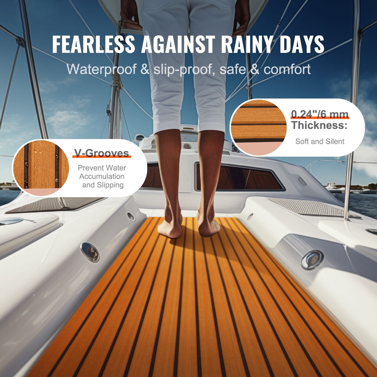 Boat Flooring, EVA Foam Boat Decking 94.5" x 35.4", Non-Slip Self-Adhesive Flooring, 23.2 sq.ft Marine Carpet for Boats, Yacht, Pontoon, Kayak Decking