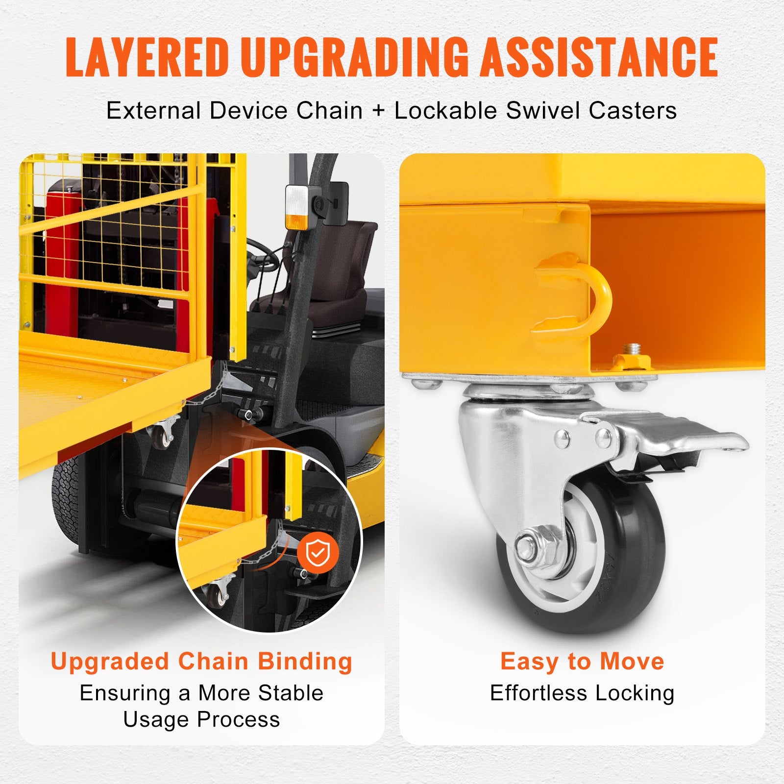 Weightlifting Machines & Racks: VEVOR Forklift Safety Cage, 544 kg Load Capacity, 92 x 92 cm Folding Forklift Work Platform with Lockable Swivel Wheels, Drain Hole, and Device Chain, Holds 1 to 2 Adults, Perfect for Aerial Work