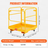 Weightlifting Machines & Racks: VEVOR Forklift Safety Cage, 544 kg Load Capacity, 92 x 92 cm Folding Forklift Work Platform with Lockable Swivel Wheels, Drain Hole, and Device Chain, Holds 1 to 2 Adults, Perfect for Aerial Work