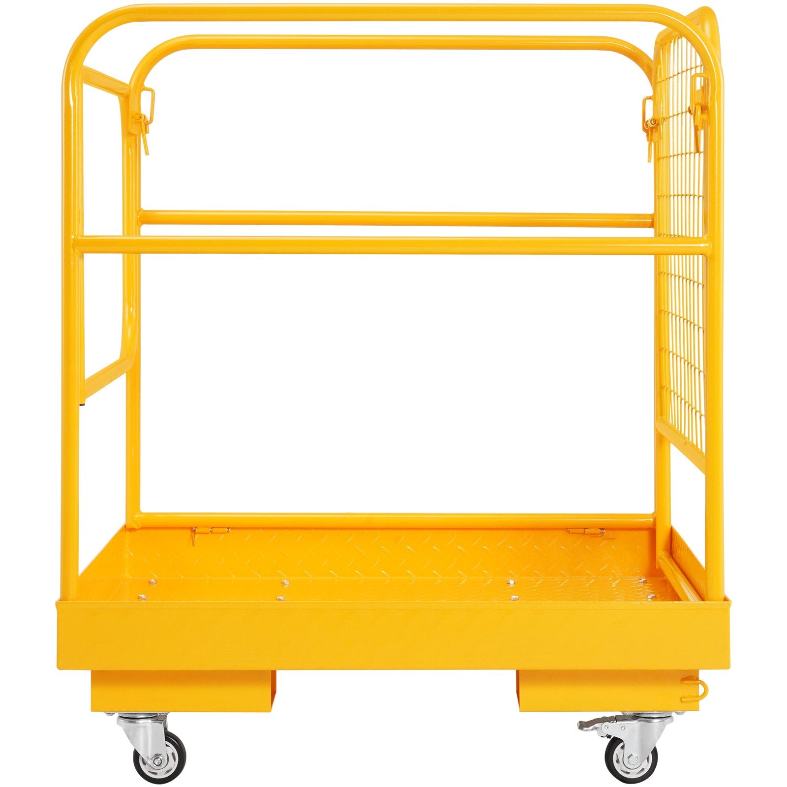 Weightlifting Machines & Racks: VEVOR Forklift Safety Cage, 544 kg Load Capacity, 92 x 92 cm Folding Forklift Work Platform with Lockable Swivel Wheels, Drain Hole, and Device Chain, Holds 1 to 2 Adults, Perfect for Aerial Work