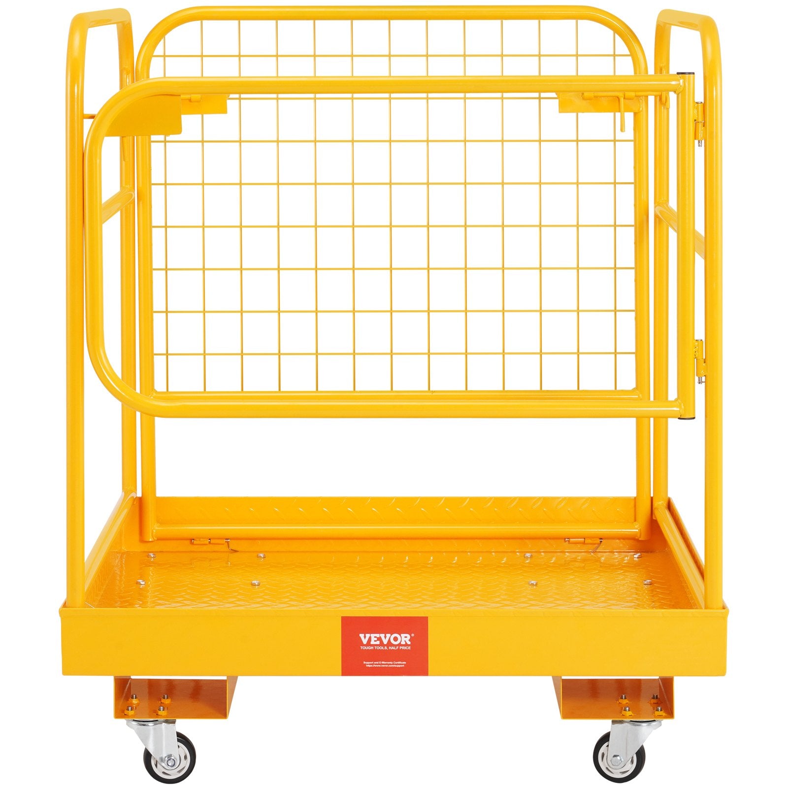 Weightlifting Machines & Racks: VEVOR Forklift Safety Cage, 544 kg Load Capacity, 92 x 92 cm Folding Forklift Work Platform with Lockable Swivel Wheels, Drain Hole, and Device Chain, Holds 1 to 2 Adults, Perfect for Aerial Work