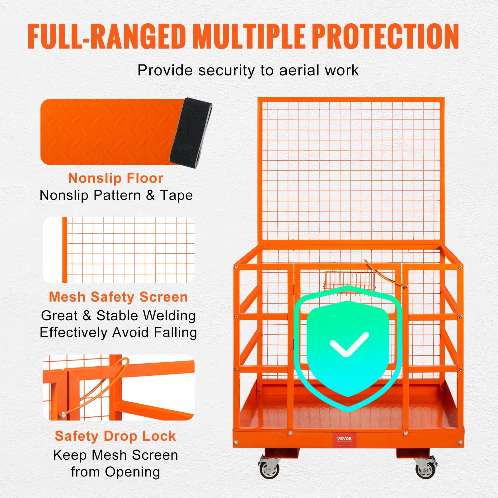 Beds & Bed Frames: VEVOR Forklift Safety Cage Work Platform 43X45in 1400lbs w/ Wheels for Aerial