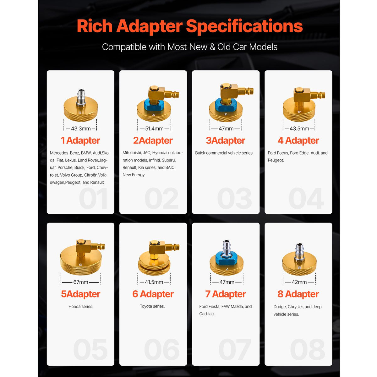 Brake Master Bleeder Kit, 17 Pcs, Professional Brake Bleeder Adapter Set with Complete Kit & Handle, Durable Brake Bleeder Adapter for Brake Fluid Filling Fit for Most New & Old Vehicles