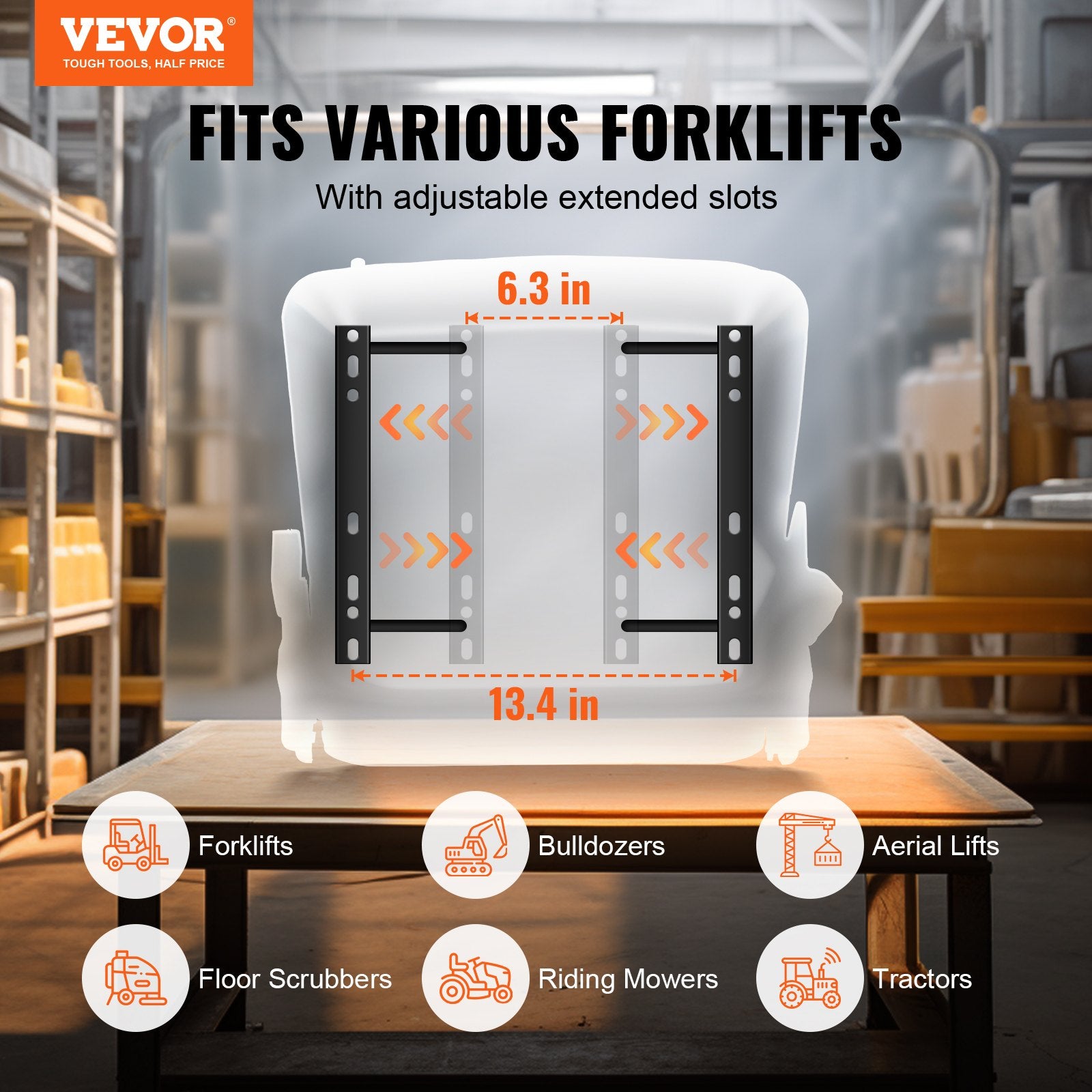 Automotive Parts: VEVOR Universal Forklift Seat, Fold Down Tractor Seat with Adjustable Angle Back, Micro Switch and Retractable Seatbelt, 16-34 cm Slot Forklift Seat for Tractor Loader Excavator