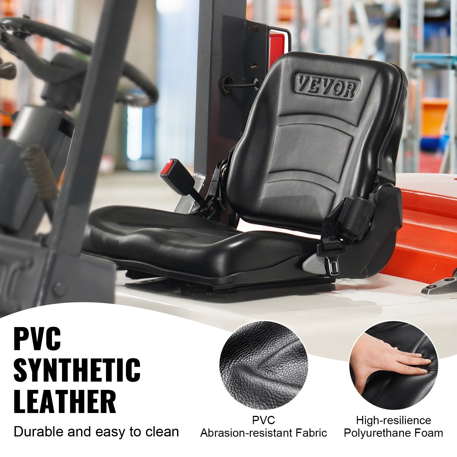 Automotive Parts: VEVOR Universal Forklift Seat, Fold Down Tractor Seat with Adjustable Angle Back, Micro Switch and Retractable Seatbelt, 16-34 cm Slot Forklift Seat for Tractor Loader Excavator