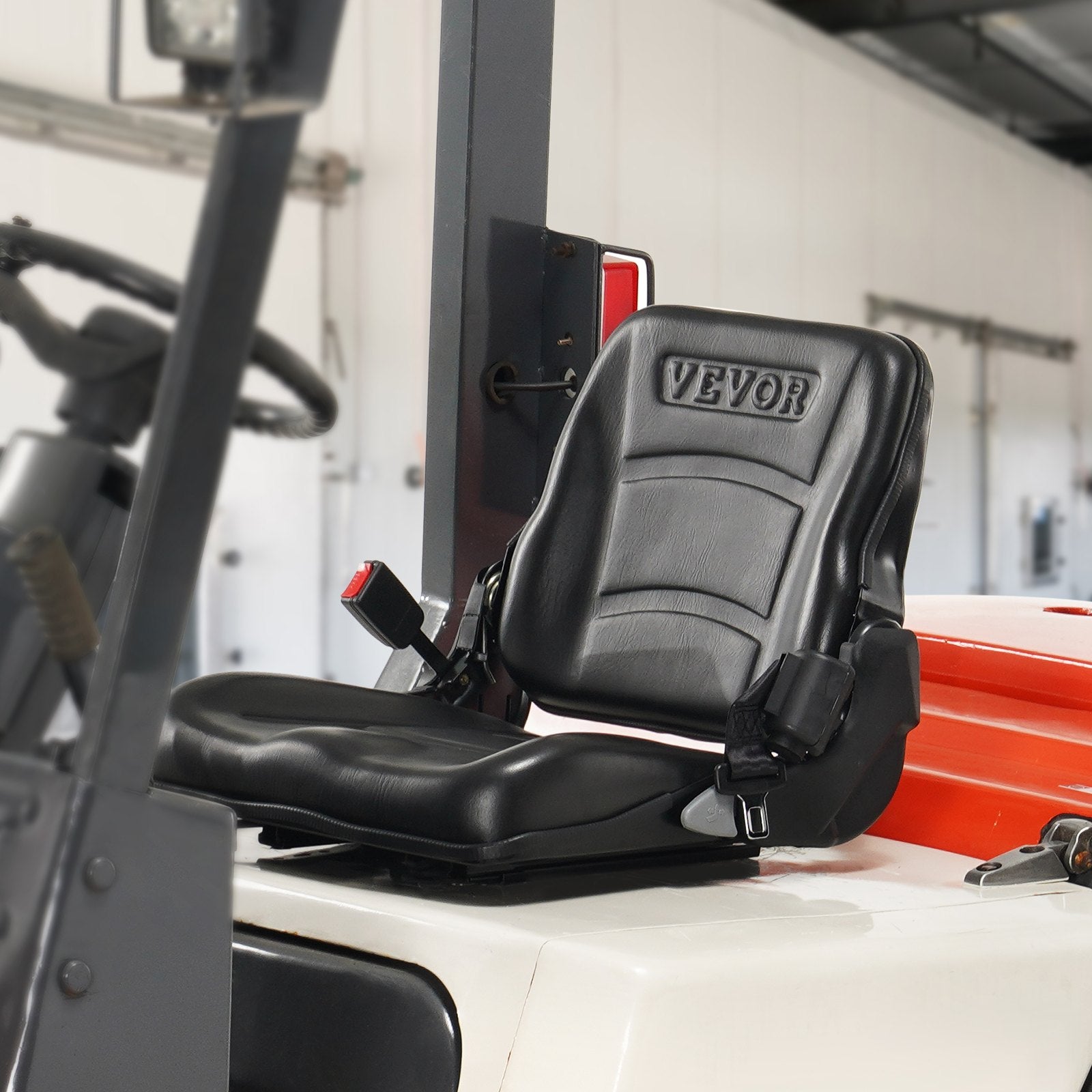 Automotive Parts: VEVOR Universal Forklift Seat, Fold Down Tractor Seat with Adjustable Angle Back, Micro Switch and Retractable Seatbelt, 16-34 cm Slot Forklift Seat for Tractor Loader Excavator