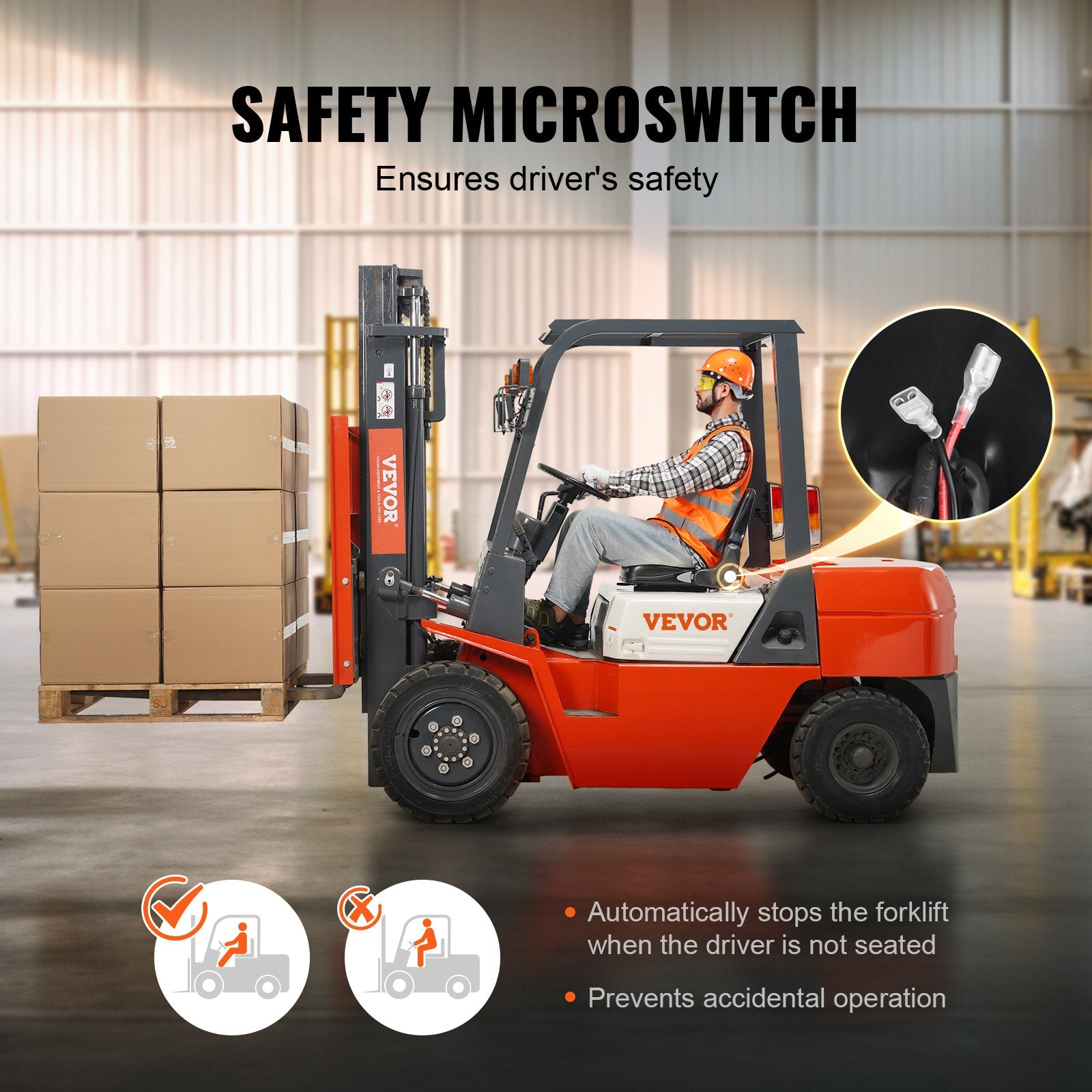 Automotive Parts: VEVOR Universal Forklift Seat, Fold Down Tractor Seat with Adjustable Angle Back and Micro Switch, 16-34 cm Extended Slot Comfortable Forklift Seat for Tractor Loader Excavator