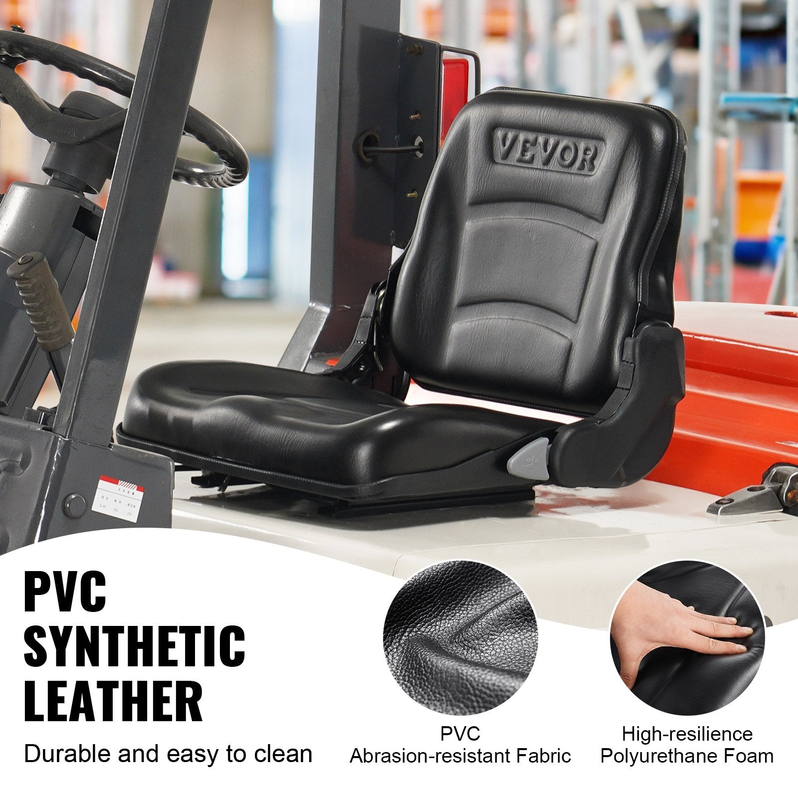 Automotive Parts: VEVOR Universal Forklift Seat, Fold Down Tractor Seat with Adjustable Angle Back and Micro Switch, 16-34 cm Extended Slot Comfortable Forklift Seat for Tractor Loader Excavator