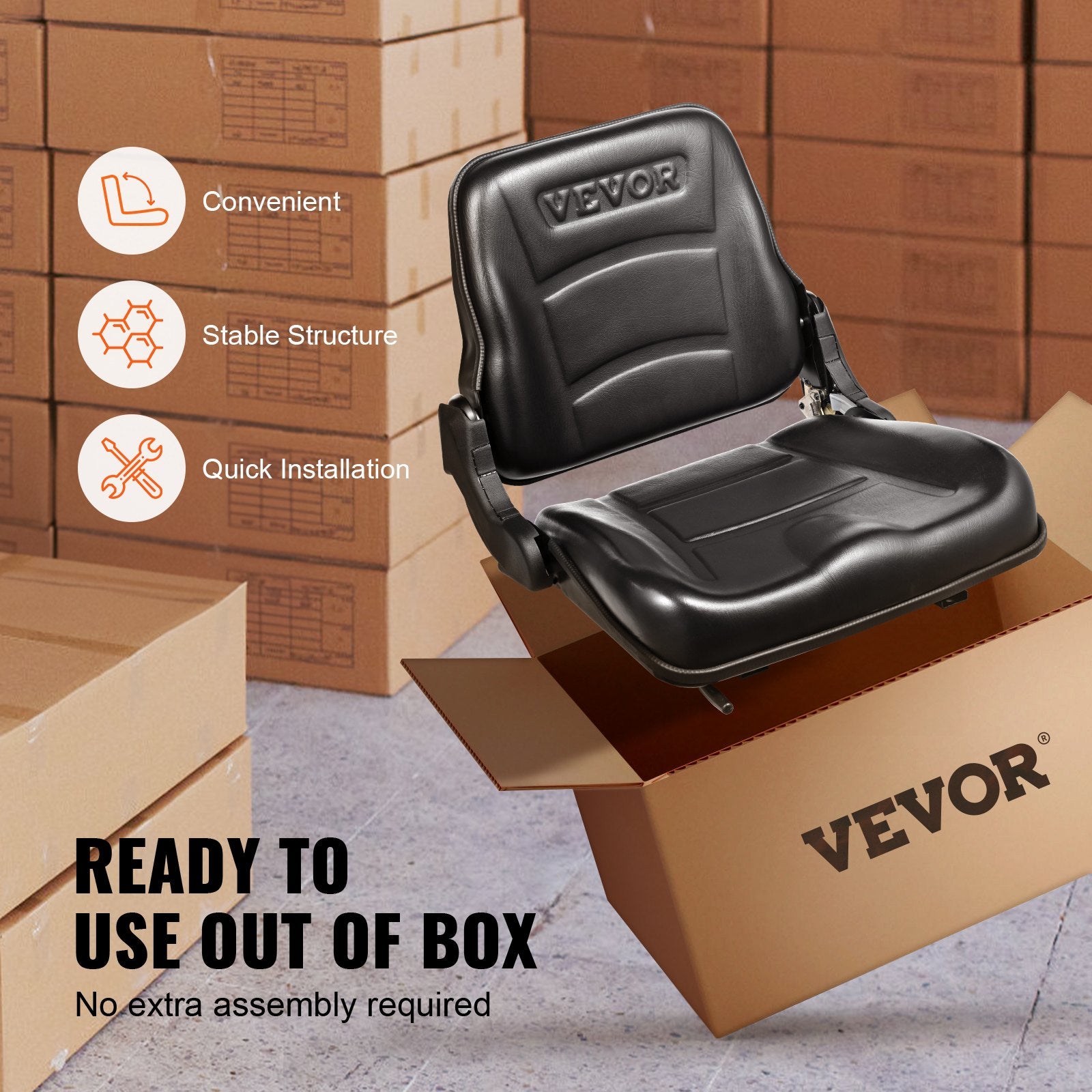 Automotive Parts: VEVOR Universal Forklift Seat, Fold Down Tractor Seat with Adjustable Angle Back and Micro Switch, 16-34 cm Extended Slot Comfortable Forklift Seat for Tractor Loader Excavator