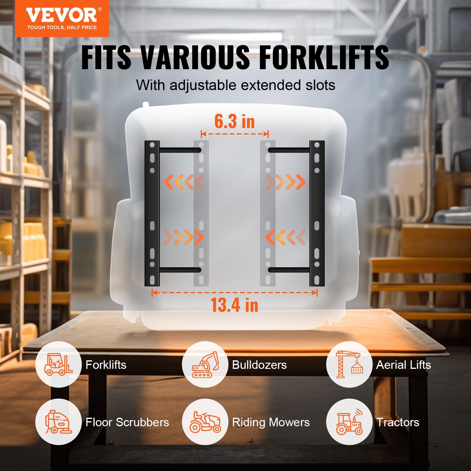 Automotive Parts: VEVOR Universal Forklift Seat, Fold Down Tractor Seat with Adjustable Angle Back, Micro Switch, Seatbelt and Armrests, 16-34 cm Slot Tractor Seat for Tractor Loader Excavator