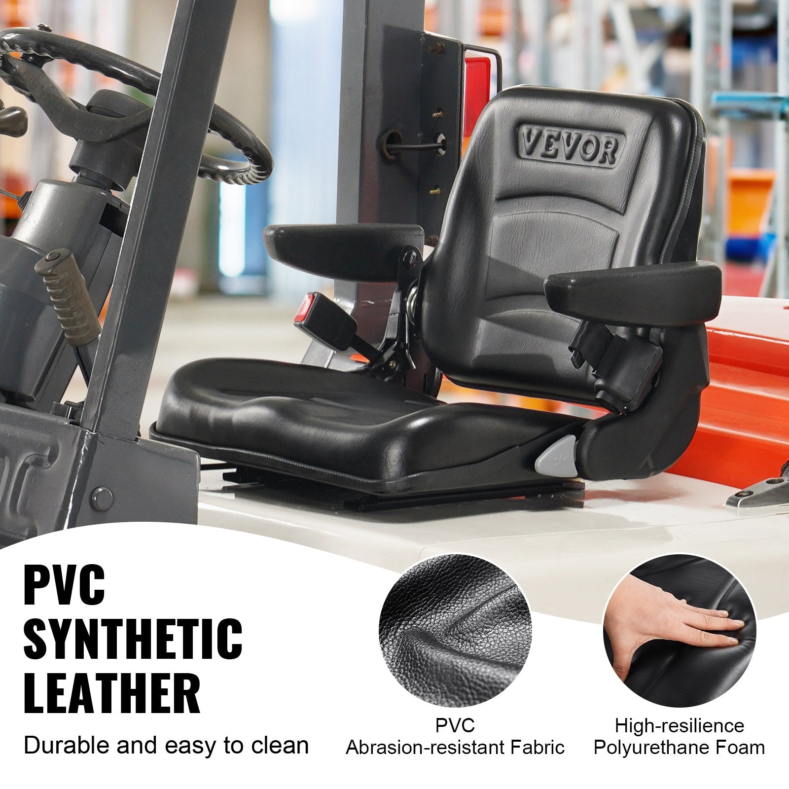 Automotive Parts: VEVOR Universal Forklift Seat, Fold Down Tractor Seat with Adjustable Angle Back, Micro Switch, Seatbelt and Armrests, 16-34 cm Slot Tractor Seat for Tractor Loader Excavator