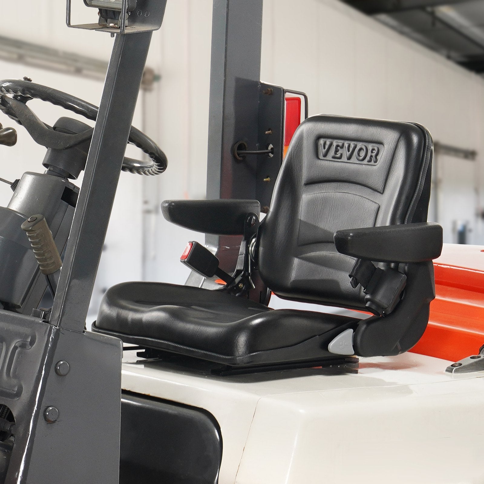 Automotive Parts: VEVOR Universal Forklift Seat, Fold Down Tractor Seat with Adjustable Angle Back, Micro Switch, Seatbelt and Armrests, 16-34 cm Slot Tractor Seat for Tractor Loader Excavator