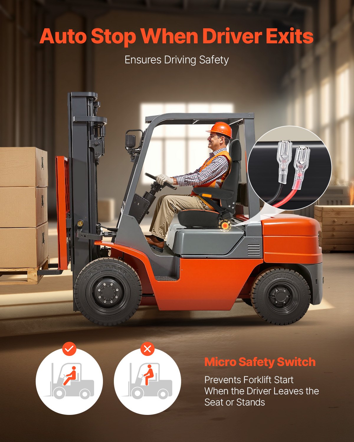 Automotive Parts: VEVOR Forklift Seat Mower Tractor Seat Adjustable Back Seatbelt & Headrest