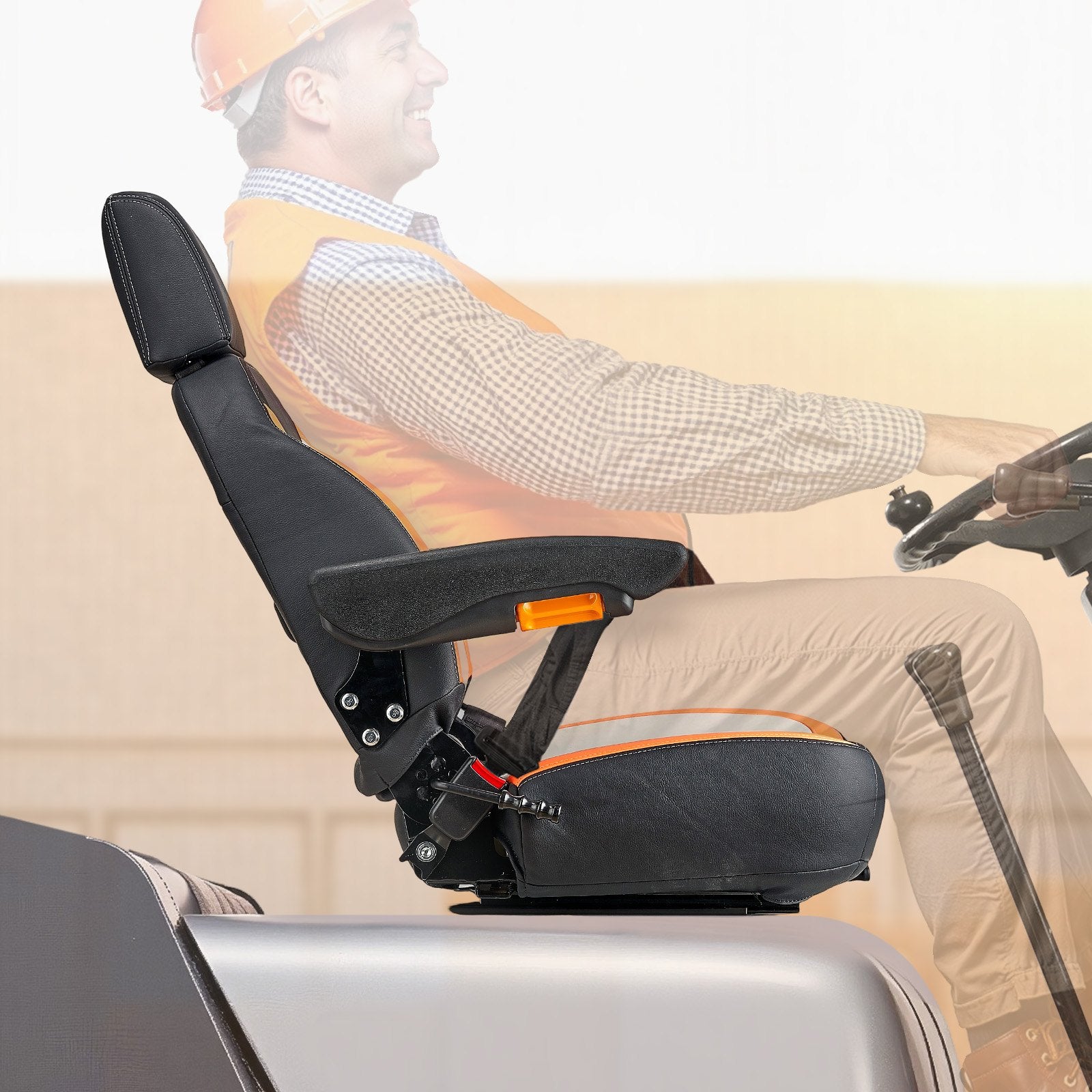 Automotive Parts: VEVOR Forklift Seat Mower Tractor Seat Adjustable Back Seatbelt & Headrest
