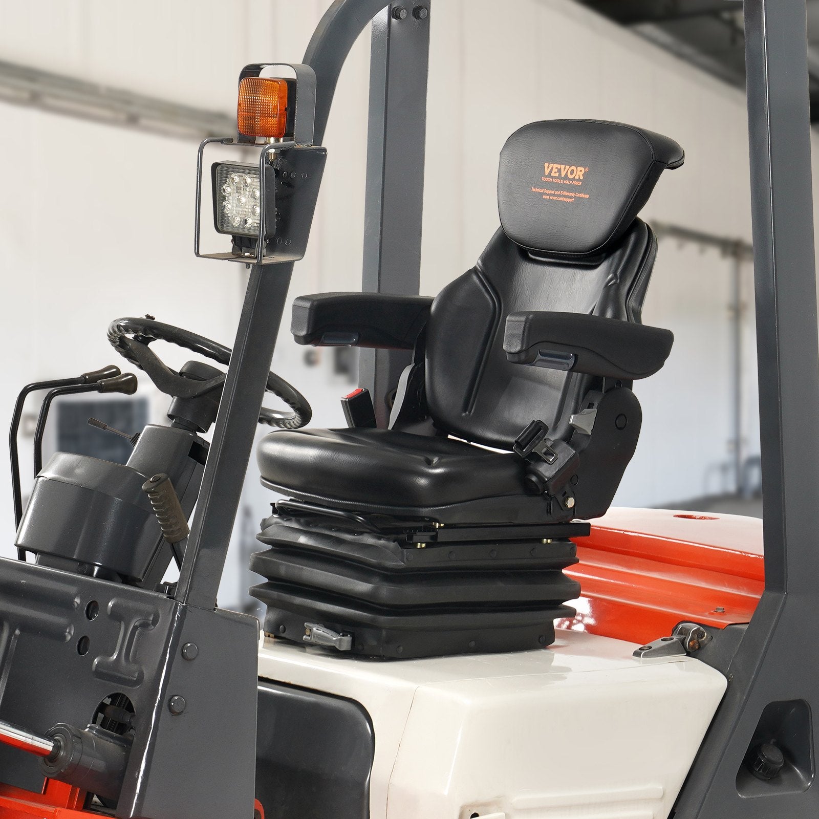 Universal Forklift Seat Adjustable Tractor Seat with Seatbelt Armrests