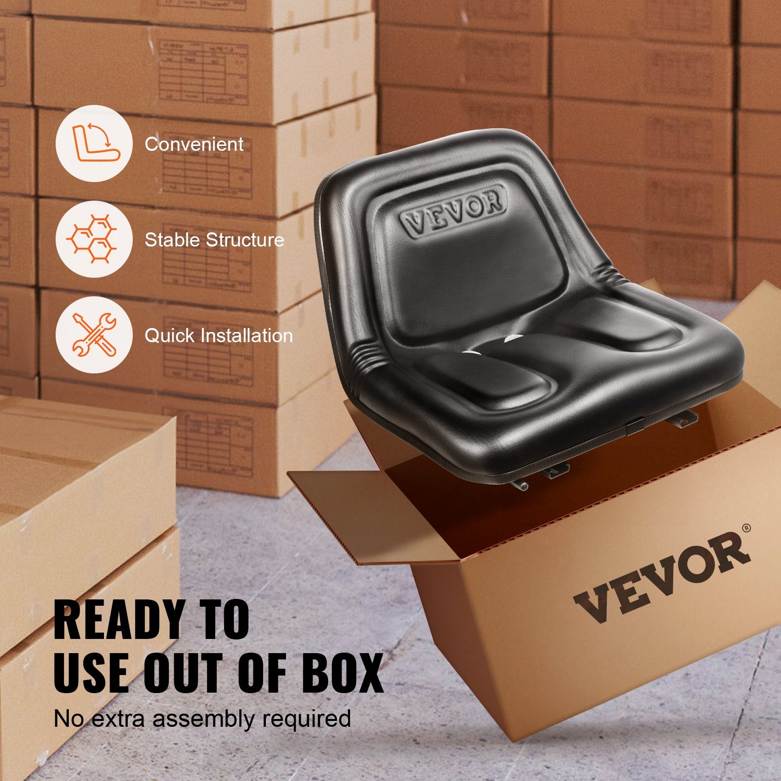 Automotive Parts: VEVOR Universal Tracor Seat, Lawn Mower Seat with Micro Switch and Drainage Holes, 16-34 cm Extended Slot Tractor Seat for Tractor Loader Excavator