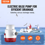 Boating Accessories: VEVOR Bilge Pump, 3000GPH Automatic Submersible Boat Bilge Water Pump with Float Switch, 40 mm Outlet Diameter, Small Boat Bilge Pump, Marine Electric Bilge Pump for Boats, Ponds, Pools, Basements