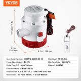 Boating Accessories: VEVOR Bilge Pump, 3000GPH Automatic Submersible Boat Bilge Water Pump with Float Switch, 40 mm Outlet Diameter, Small Boat Bilge Pump, Marine Electric Bilge Pump for Boats, Ponds, Pools, Basements