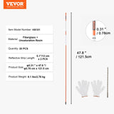 Outdoor Play Equipment: VEVOR Driveway Markers, 30 PCS 121.5cm, 0.78cm Diameter, Orange Fiberglass Poles Snow Stakes with Reflective Tape, 30cm Steel Drill Bit & Protection Gloves for Parking Lots, Walkways Easy Visibility