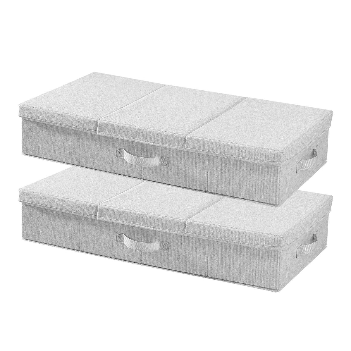 Under Bed Storage with Lids, 805 x 405 x 155 mm, 48L Large Underbed Clothes Storage Containers, Low Profile Gray Under Bed Drawer Shoe Organizer Bins Box for Blanket Shoe Bedroom, 2 Pack