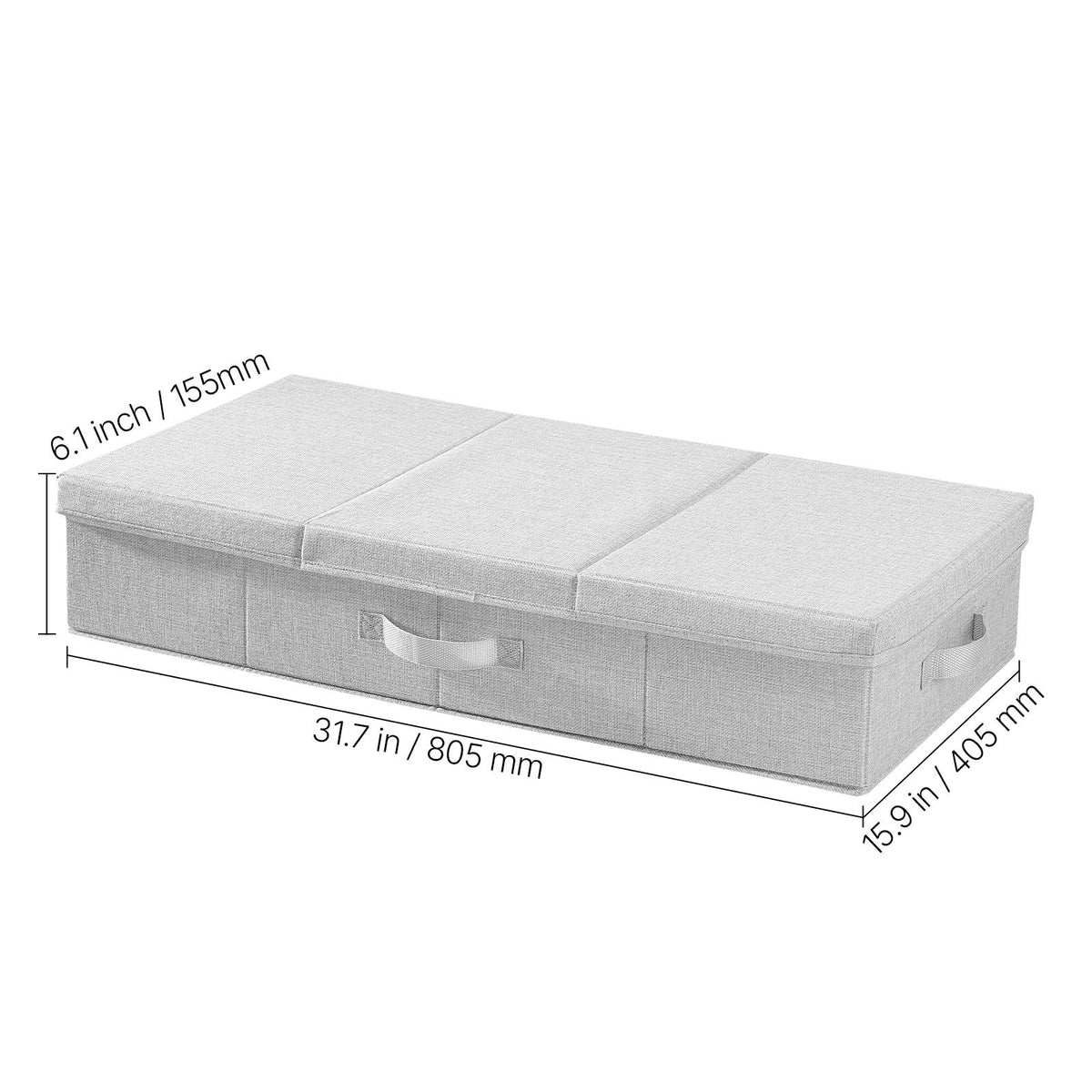 Under Bed Storage with Lids, 805 x 405 x 155 mm, 48L Large Underbed Clothes Storage Containers, Low Profile Gray Under Bed Drawer Shoe Organizer Bins Box for Blanket Shoe Bedroom, 2 Pack