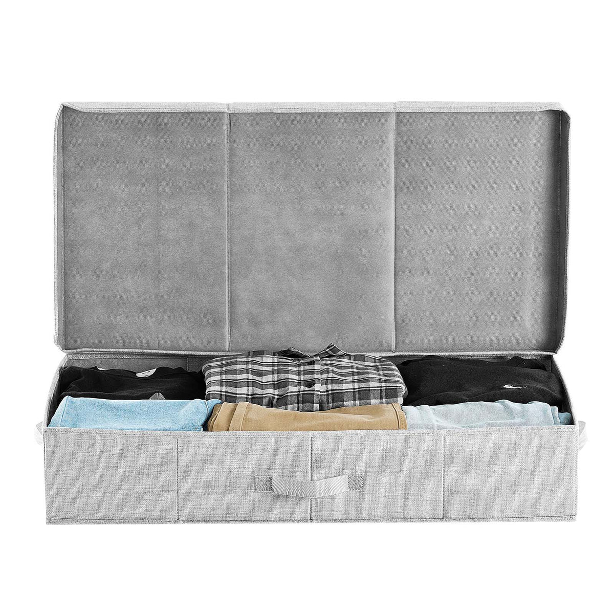 Under Bed Storage with Lids, 805 x 405 x 155 mm, 48L Large Underbed Clothes Storage Containers, Low Profile Gray Under Bed Drawer Shoe Organizer Bins Box for Blanket Shoe Bedroom, 2 Pack