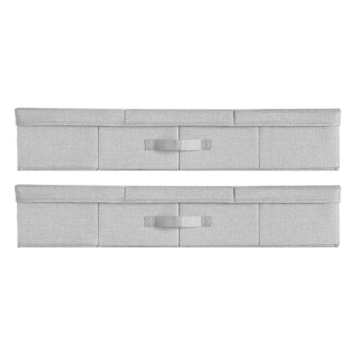 Under Bed Storage with Lids, 805 x 405 x 155 mm, 48L Large Underbed Clothes Storage Containers, Low Profile Gray Under Bed Drawer Shoe Organizer Bins Box for Blanket Shoe Bedroom, 2 Pack