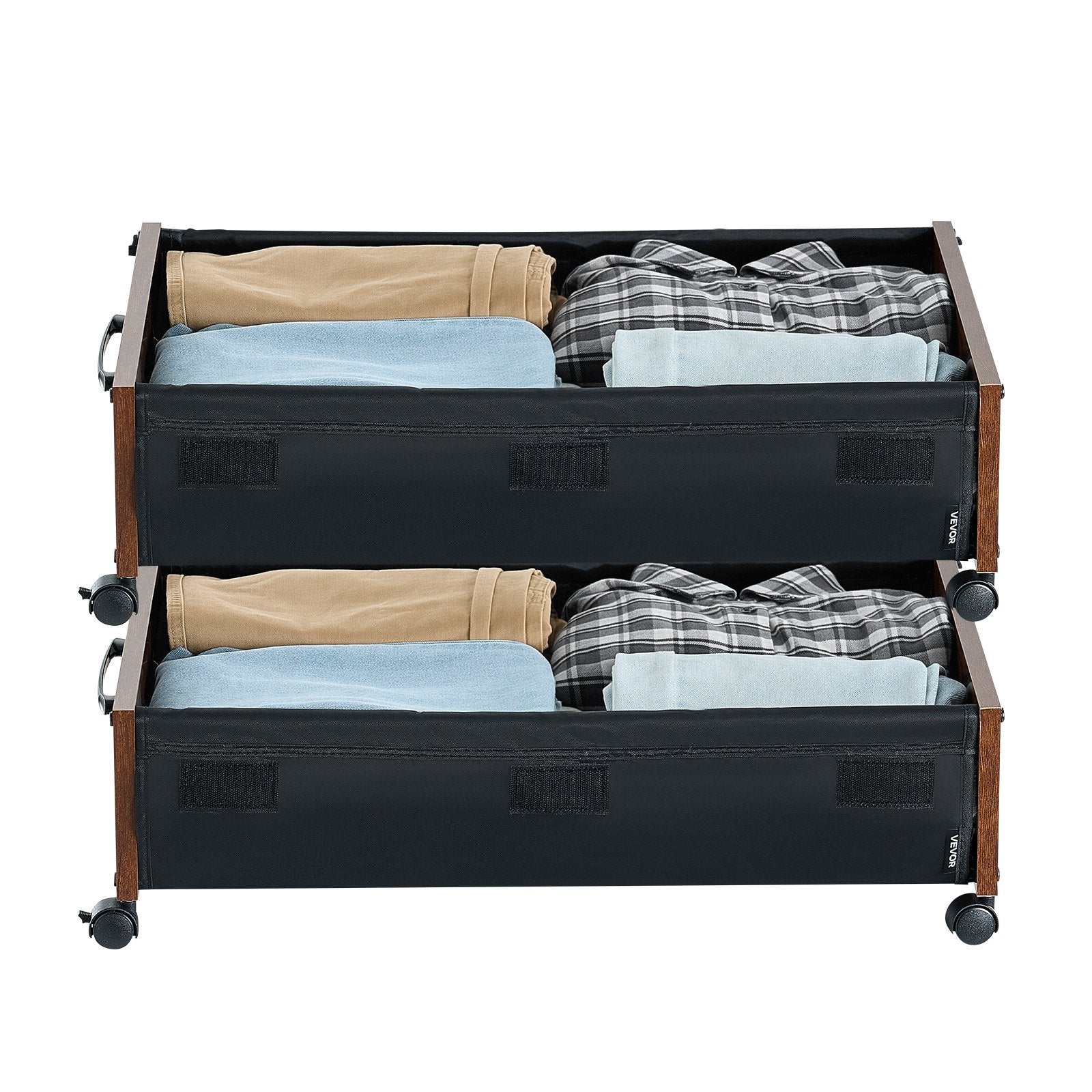 Dressing Vanity & Dressing Tables: VEVOR Under Bed Storage with Wheels, 650 x 460 x 180 mm Underbed Containers, Underbed Shoes Organizer with Lockable Wheels, Rolling Under the Bed Storage Bins for Clothes, Shoes, Blankets, 2 Pack