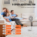 Portable Fans: VEVOR 12 Inch Foldable Oscillating Standing Fan with Remote Control, 4 Speed Adjustable Portable Desk Quiet Fan, 7200mah Rechargeable USB Small Fan, Folded Rotating Floor Fan for Bedroom Office Travel