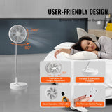 Portable Fans: VEVOR 12 Inch Foldable Oscillating Standing Fan with Remote Control, 4 Speed Adjustable Portable Desk Quiet Fan, 7200mah Rechargeable USB Small Fan, Folded Rotating Floor Fan for Bedroom Office Travel