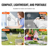 Portable Fans: VEVOR 12 Inch Foldable Oscillating Standing Fan with Remote Control, 4 Speed Adjustable Portable Desk Quiet Fan, 7200mah Rechargeable USB Small Fan, Folded Rotating Floor Fan for Bedroom Office Travel