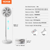 Portable Fans: VEVOR 12 Inch Foldable Oscillating Standing Fan with Remote Control, 4 Speed Adjustable Portable Desk Quiet Fan, 7200mah Rechargeable USB Small Fan, Folded Rotating Floor Fan for Bedroom Office Travel