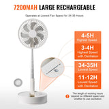 Portable Fans: VEVOR 8 Inch Foldable Oscillating Standing Fan with Remote Control, 4 Speed Adjustable Portable Desk Quiet Fan, 7200mah Rechargeable USB Small Fan, Folded Rotating Floor Fan for Bedroom Office Travel
