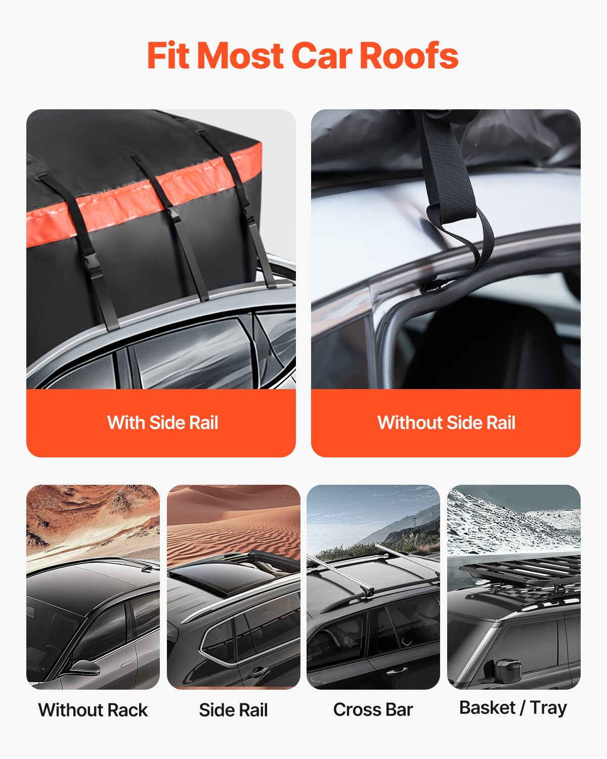 Automotive Decor: VEVOR Car Rooftop Cargo Carrier Bag, 20 Cubic Feet Roof Cargo Carrier, Heavy Duty 840D PVC 100% Waterproof Car Roof Luggage Bag for All Vehicle with/without Rack- with Lock, Anti-Slip Mat, 6 Door Hook