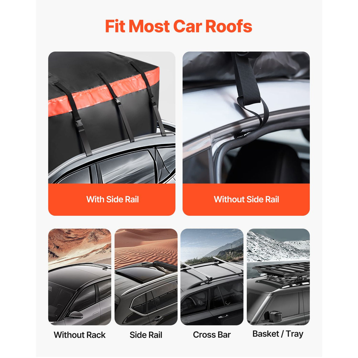Car Rooftop Cargo Carrier Bag, 23 Cubic Feet Roof Cargo Carrier, Heavy Duty 840D PVC 100% Waterproof Car Roof Luggage Bag for All Vehicle with/without Rack- with Lock, Anti-Slip Mat, 6 Door Hook