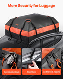 Automotive Decor: VEVOR Car Rooftop Cargo Carrier Bag, 15 Cubic Feet Car Roof Cargo Carrier, 100% Waterproof Heavy Duty 840D PVC Roof Luggage Bag for All Vehicle with/without Rack- with Lock, Non-Slip Mat, 4 Door Hooks