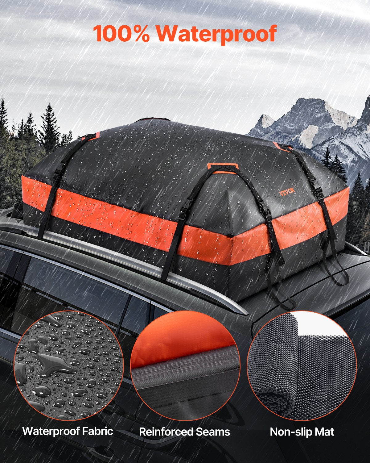Caravan Accessories: VEVOR Car Rooftop Cargo Carrier Bag 21 Cubic Feet Roof Cargo Carrier 840D PVC