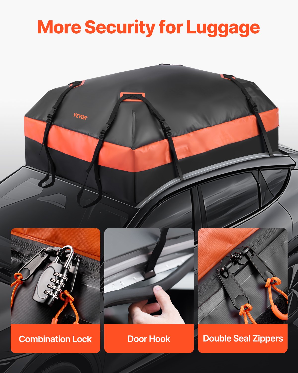 Caravan Accessories: VEVOR Car Rooftop Cargo Carrier Bag 21 Cubic Feet Roof Cargo Carrier 840D PVC
