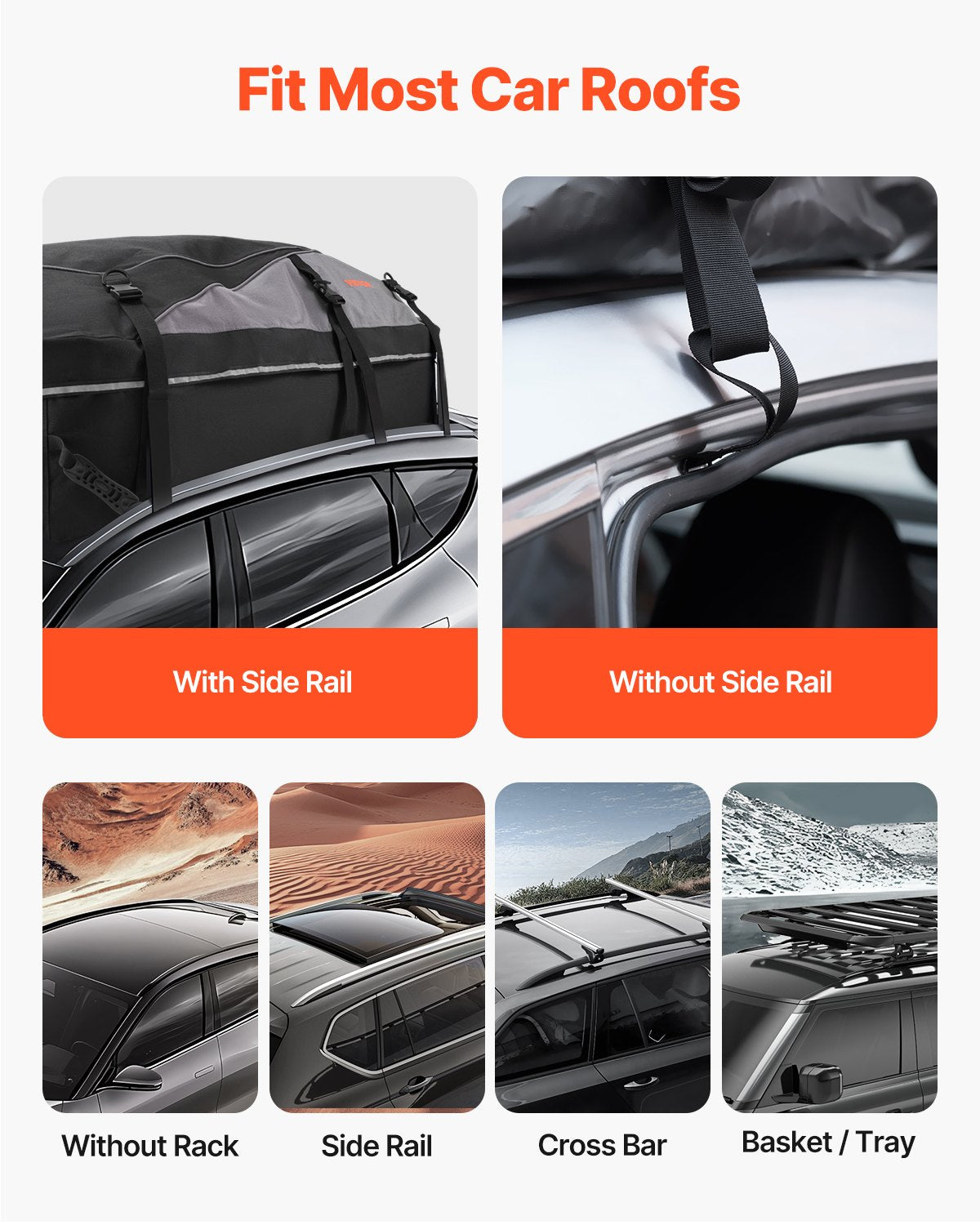 Cross Bar: VEVOR Car Rooftop Cargo Carrier Bag, 21 Cubic Feet Cargo Carrier for Car Roof, 100% Waterproof 900D Oxford Cloth Roof Luggage Bag for All Vehicle with/without Rack- with Lock, Non-Slip Mat, Door Hooks