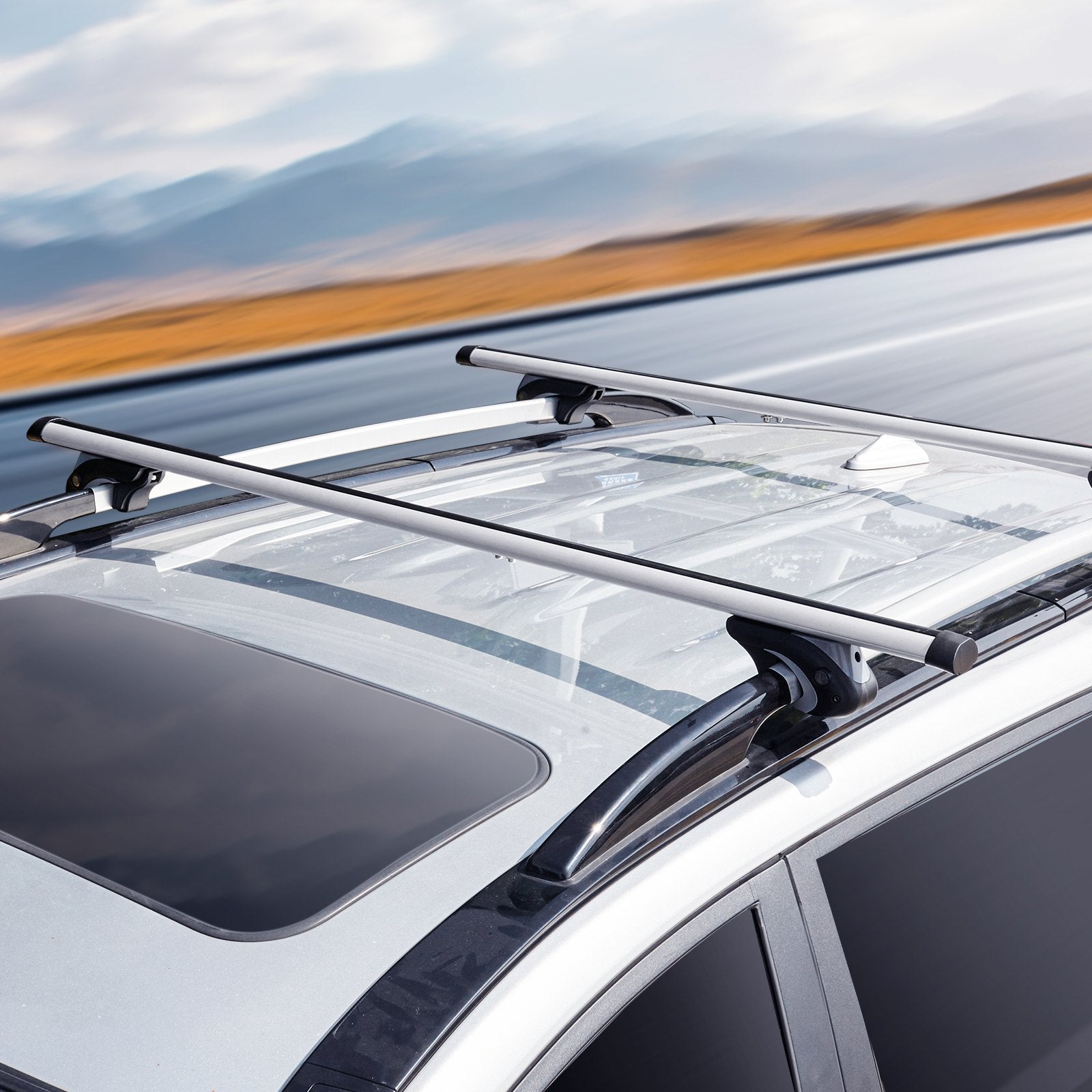 Cross Bar: VEVOR Roof Rack Cross Bars, Aluminum Roof Rack Crossbars, Fit Raised Side Rail with Gap, 90 kg Load Capacity, Adjustable Crossbars with Locks, for SUVs, Sedans, and Vans
