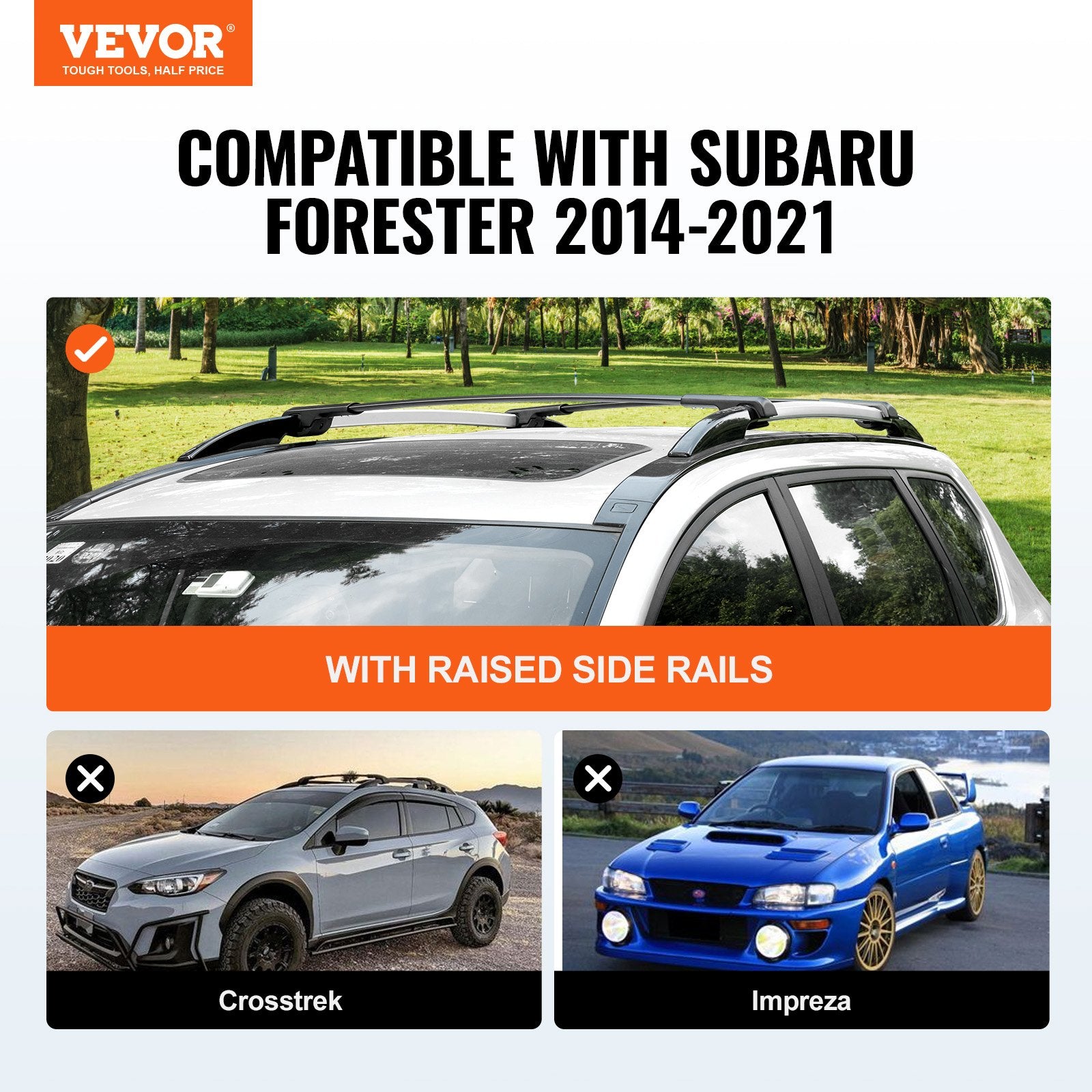 Cross Bar: VEVOR Roof Rack Crossbar for Subaru Forester 2014-2022 Crossbars Aluminum 2 PCS